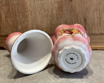 ヴィンテージの花瓶と台座、アンバサダー陶器、スタッフォードシャー