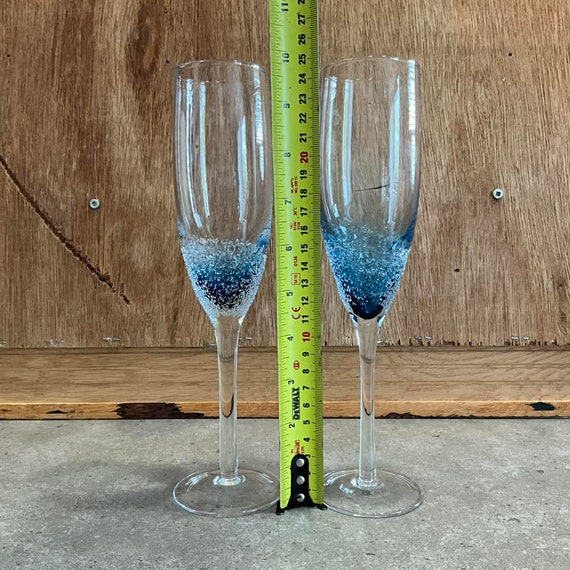 Lot De 2 Flûtes à Champagne En Verre Transparent, Hauteur 20,3 Cm, Très Bon état
