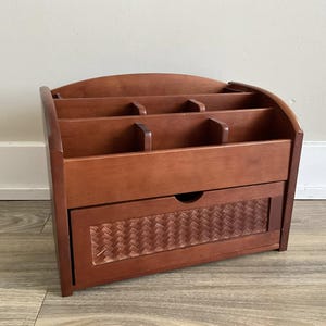 Vintage Mail Organizer Vintage Floral Desk Organizer and Mail Sorter desk letter holder caddy Wood Retro Ranch Home Decor