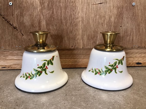 Bougeoirs Vintage en Porcelaine Bleue Et Blanche
