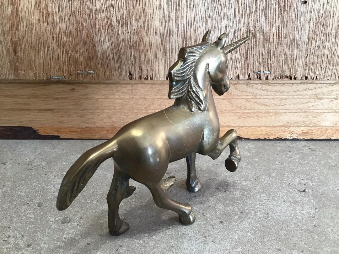 Vintage Brass Unicorn Statue or Figurine Hollywood Regency Decor
