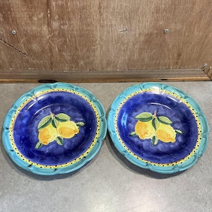 Lemon Plates Hand Painted Made In Italy~ 9.2”~ Vintage