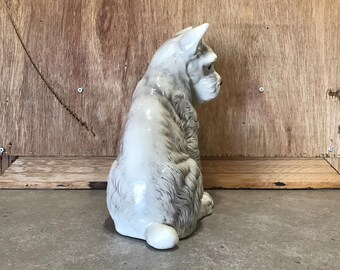 ヴィンテージのグレーと白のシュナウザー犬の陶器の置物 - Etsy 日本