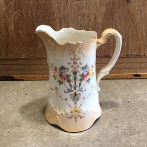 Antique Devon Ware Fieldings Ena Pitcher Floral Made in England