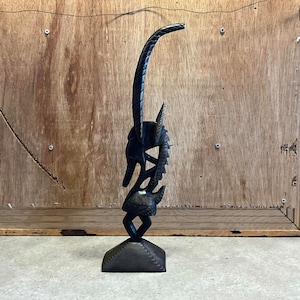 African Chiwara Antelope Statue: Bambara Tribal Wood Carving
