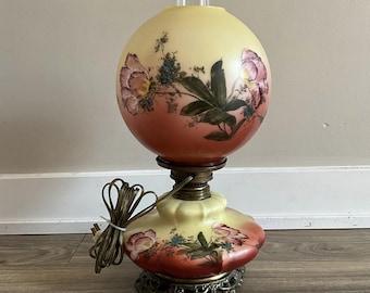 Antique Victorian Hand Painted Floral Gone With the Wind Globe