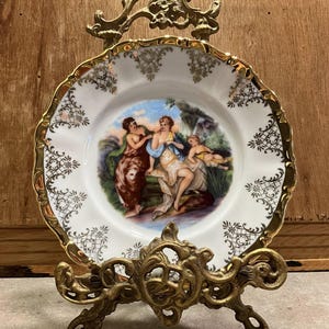 Vintage Seltmann Weiden Bavaria West Germany Porcelain Plate Heavy Gold Trim 7.5&quot;