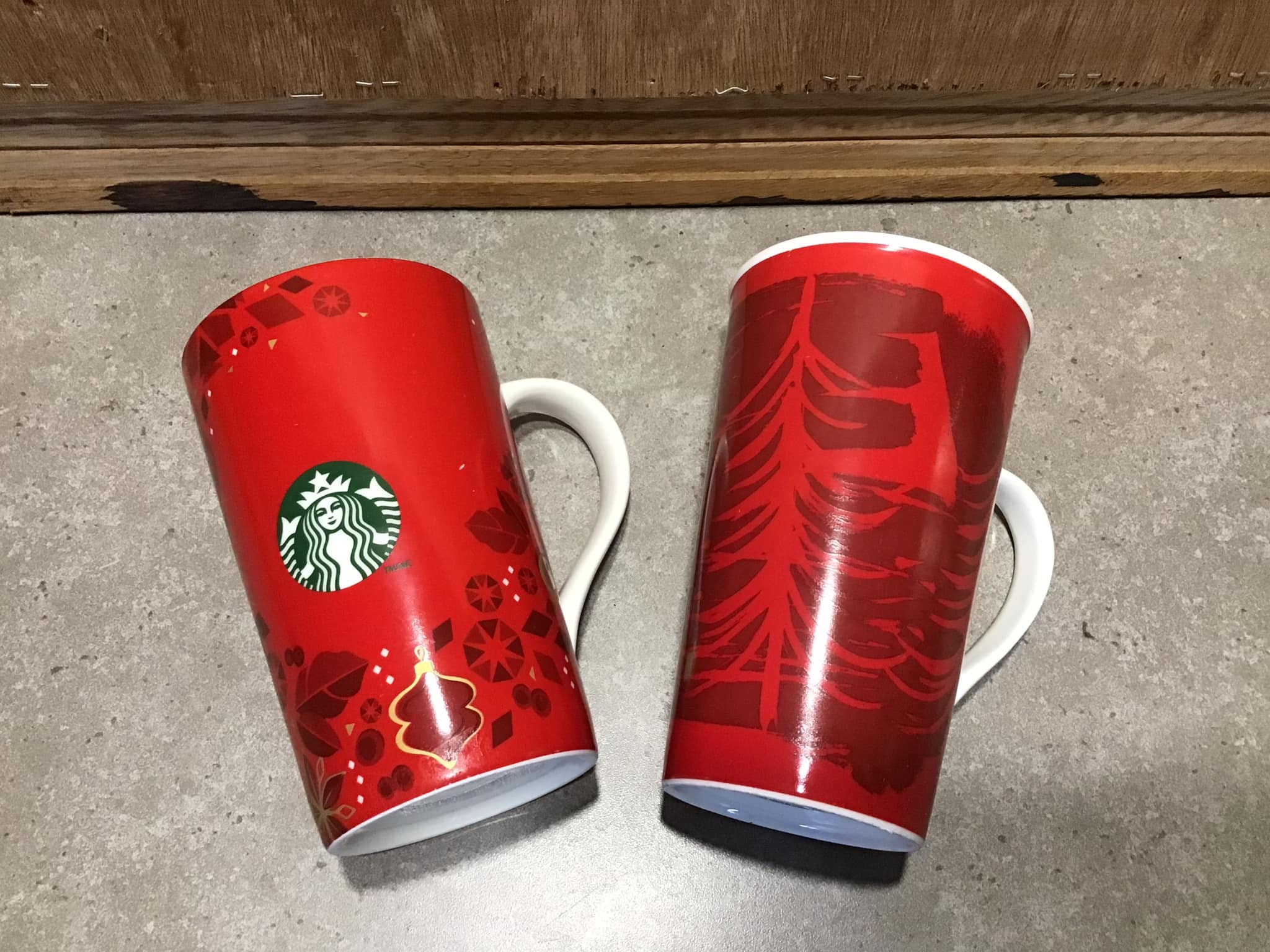 Set of 2 Starbucks Mugs, Starbucks Red Coffee Mugs 