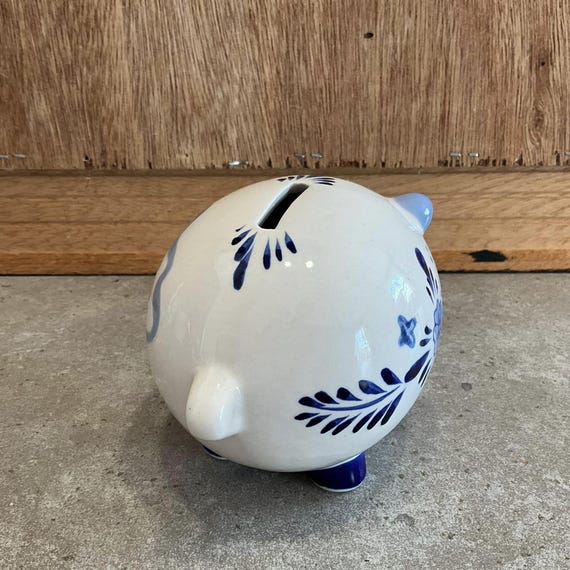 ヴィンテージオランダ磁器貯金箱：手描きの風車の装飾 - Etsy 日本