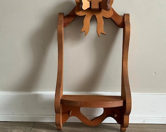 Vintage Wood Shelf, Bow Design Wall Hanging