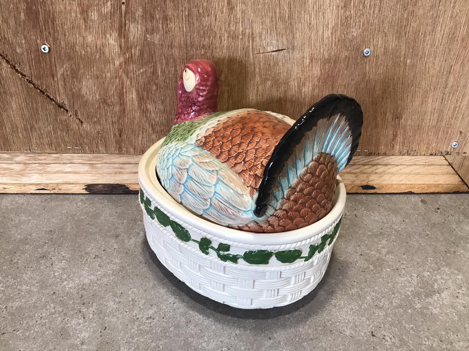 Vintage Ceramic Turkey Bowl With Lid Thanksgiving Turkey Etsy