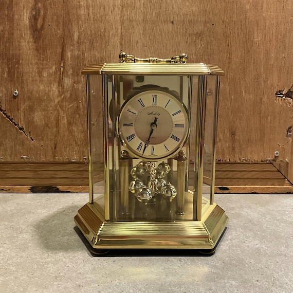 Vintage Melody Mantel Clock Made in Germany Dome Quartz Clock Gold