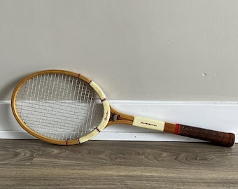 Racchetta da tennis Slazenger Demon Wood Medium 4 5/8 Originale impugnatura in vera pelle di mucca Athletic Made in England
