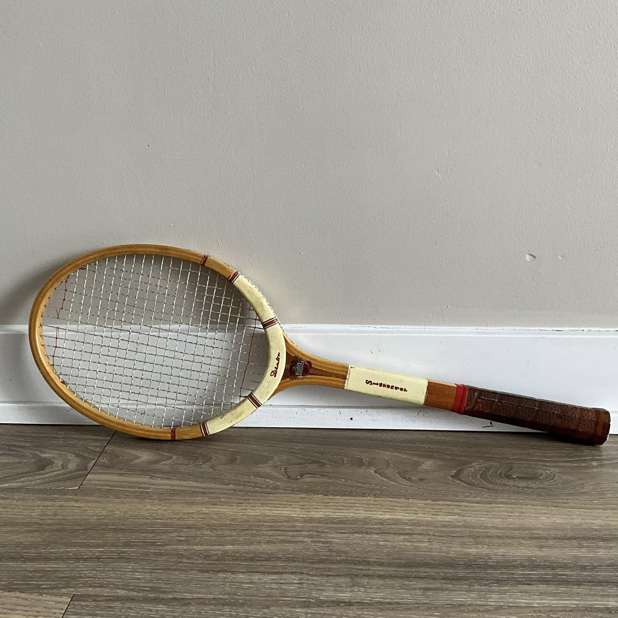 Vintage Slazenger Demon Wood Tennis Racket – Genuine Cowhide Grip