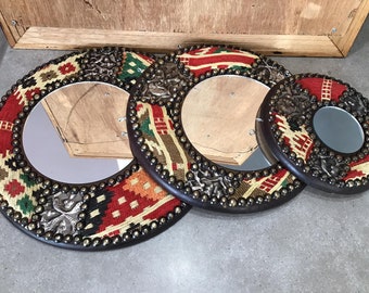 3 Moroccan Wall Mirror, Heavy Ornate with Metal Details