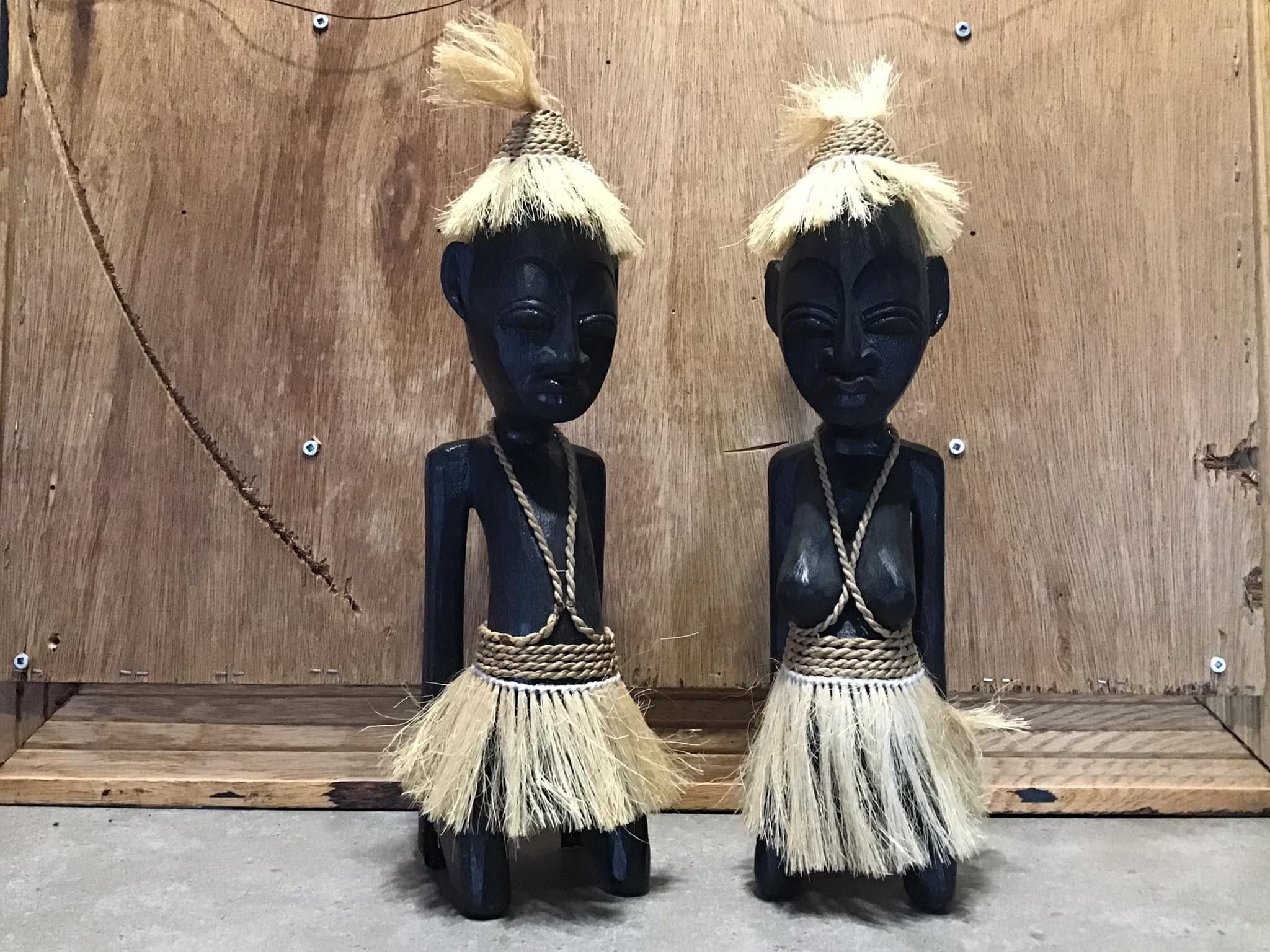 Stackpole Wicker Statue Pair of Wooden With Wicker Dress Statues, Statue, Tribal, Boho Chic ...