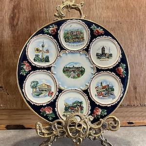 Vintage West Germany Wall Plate Town City 9&quot; Vintage Collectors Plate
