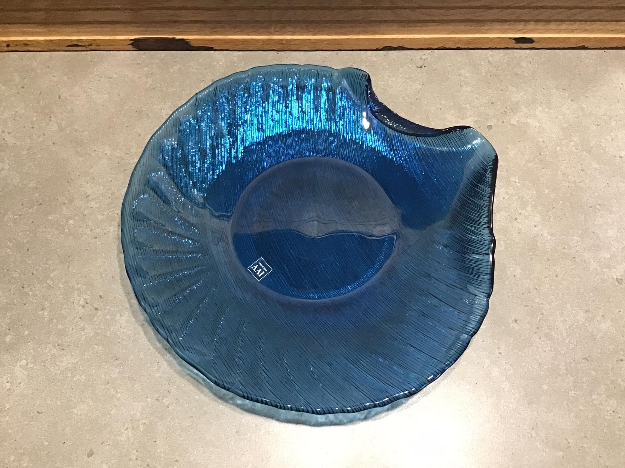 ブルーIVV職人ガラスプレート - イタリア、オリジナルタグ