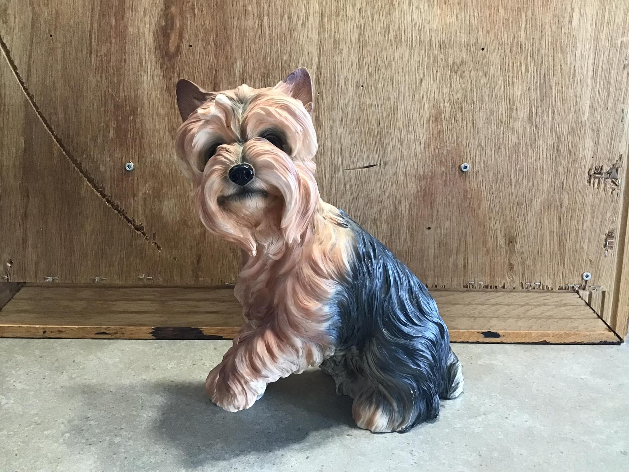 Yorkshire Terrier Dog Statue Realistic Figurine for Home