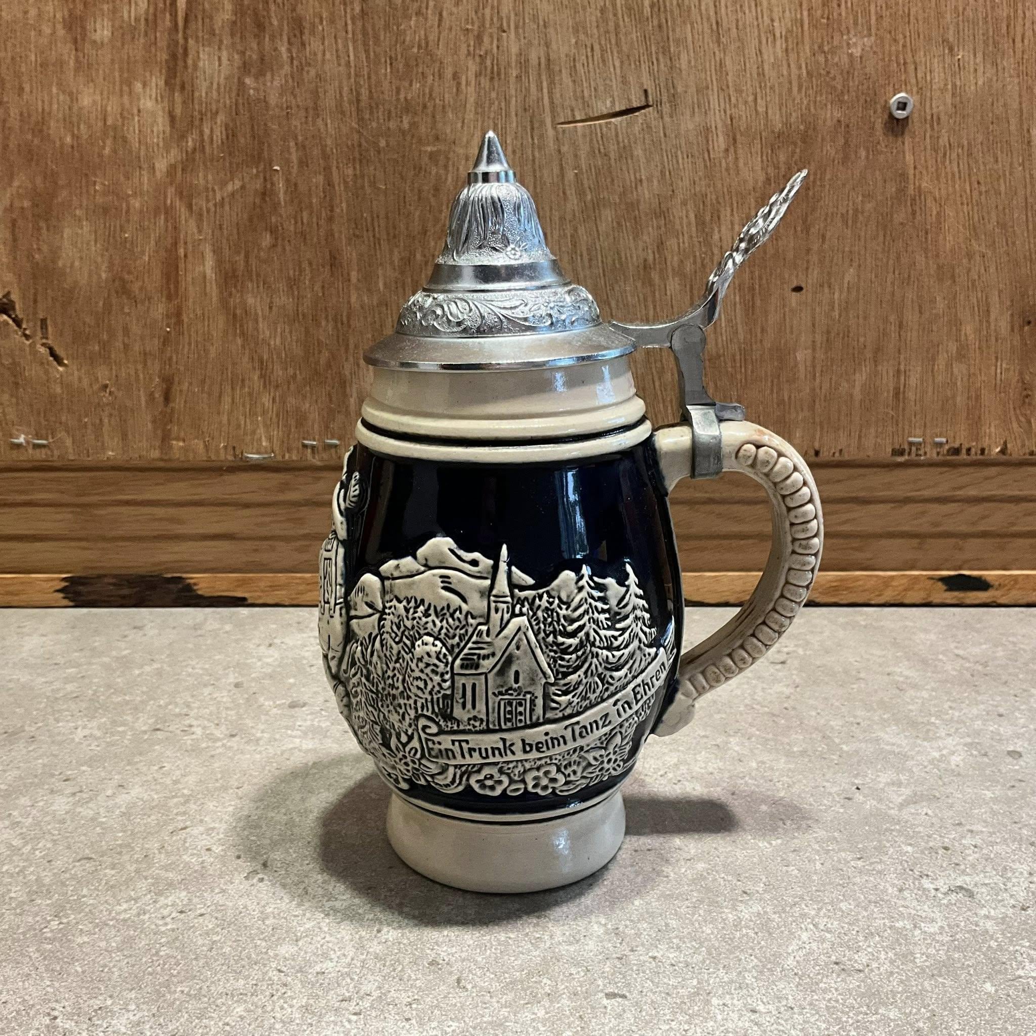 ヴィンテージ ドイツ製 蓋付きビールジョッキ 装飾バーウェア