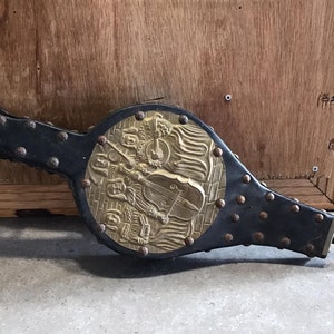 Vintage Embossed Brass Fireplace Bellows: Rustic Fireside Decor