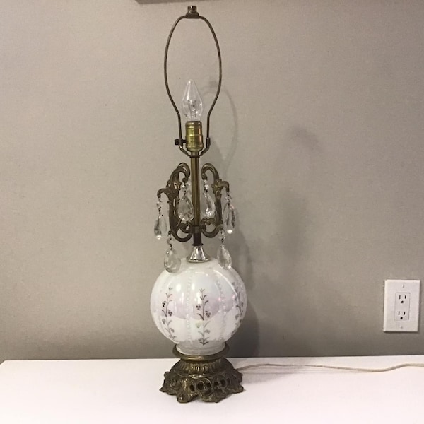 Vintage Carl Falkenstein Boudoir Style Lamp Metal & Glass Hollywood Regency Rococo Style Filigree Statement Retro Accent Light Mid Century