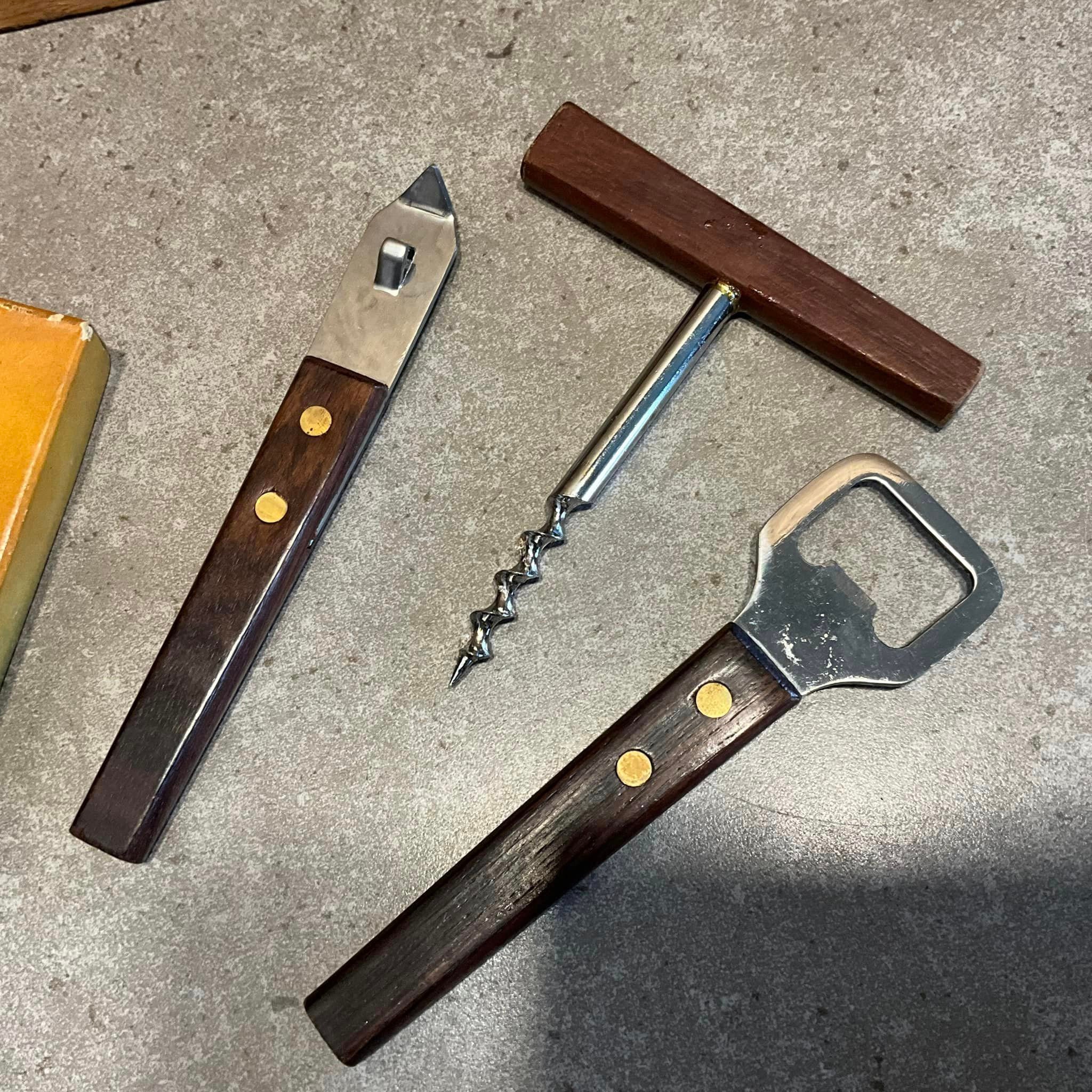 レトロバーセット：ヴィンテージコルク抜き、ボトル＆缶切り、3個