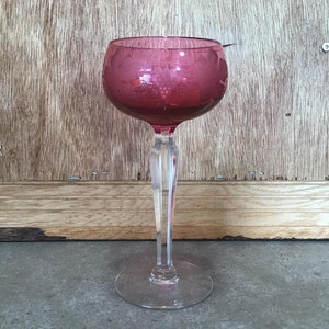 Val St Lambert mid-century Crystal Vintage Grape Wine glass Stem Signed