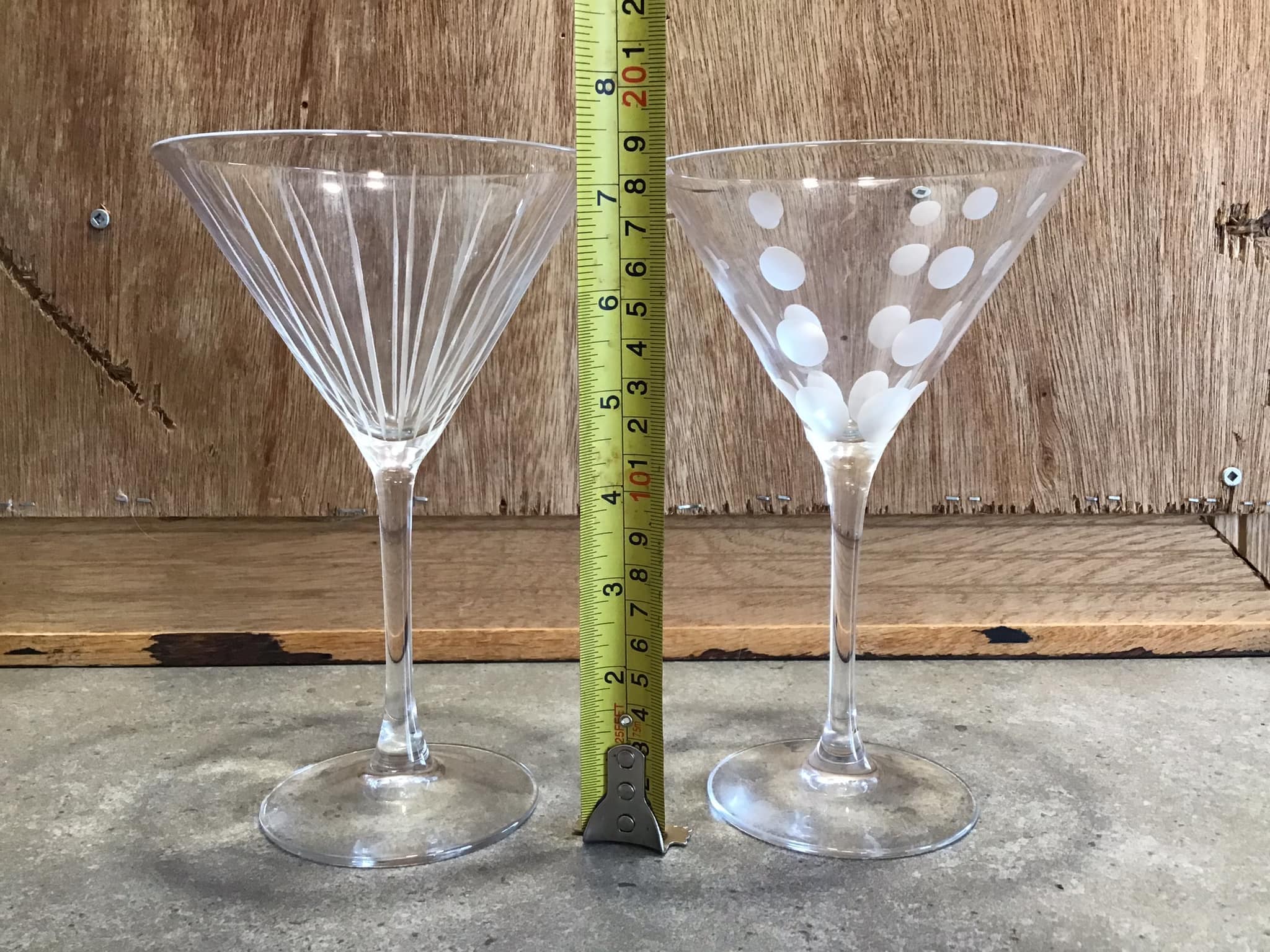 2 MIKASA Abstract Martini Glasses CHEERS Cocktail Glasses 