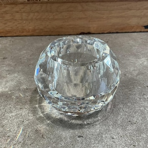 Oleg Cassini Crystal Cut Ball Votive Candle Holder Paperweight Signed