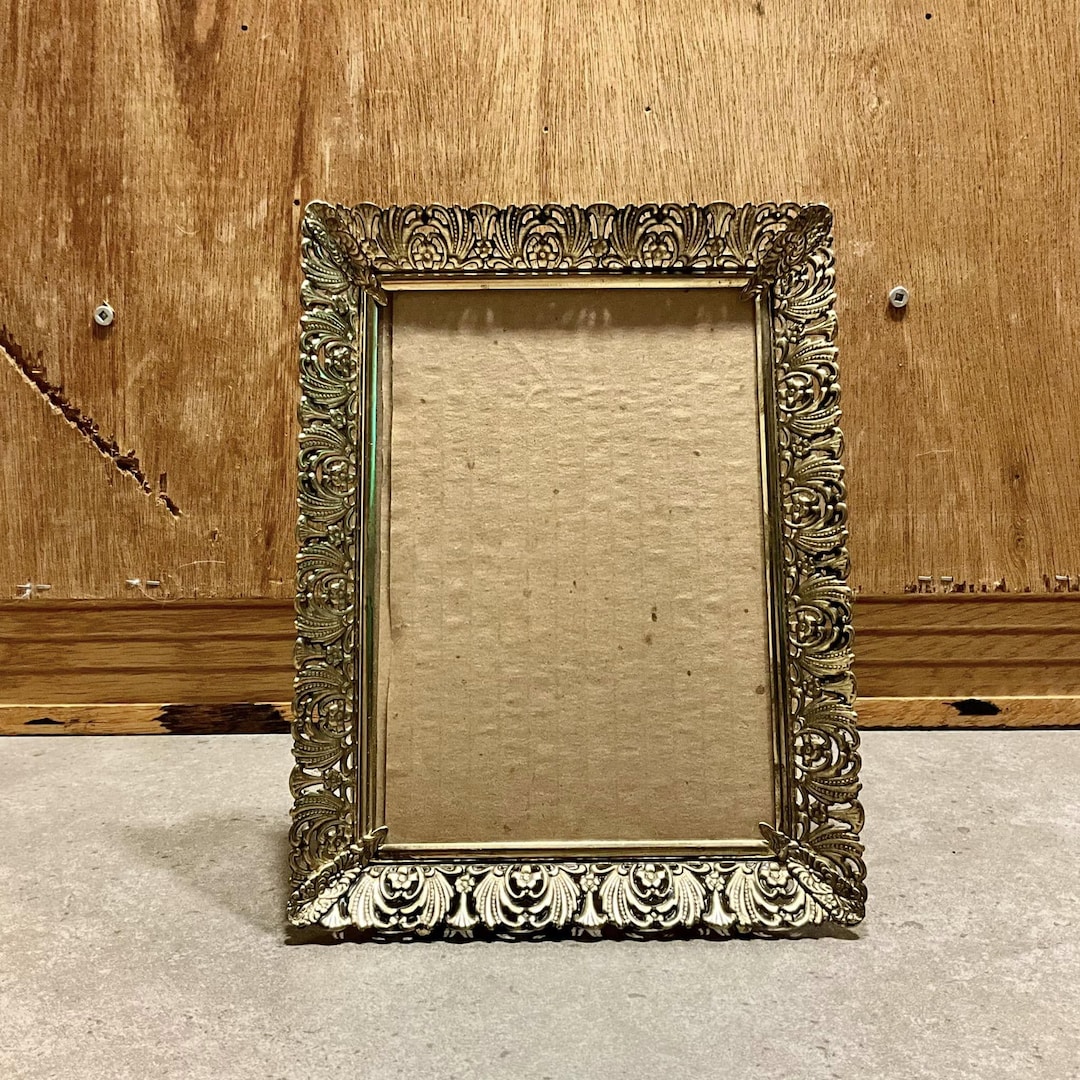 Vintage Ornate Gold Tone Metal Filigree Frame, Lace Picture Frame - Etsy