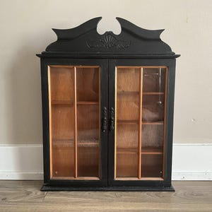 Vintage Wood Display Cabinet: 7-Shelf Hanging Curio Shadow Box