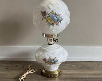 Vintage Floral Hurricane Lamp: Gone With The Wind Style Parlor Lamp