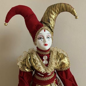 Clown Arlecchino Carnevale di Venezia Figura in ceramica 22,5&quot; ALTEZZA