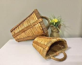 Vintage Woven Basket Set: Rustic Farmhouse Decor
