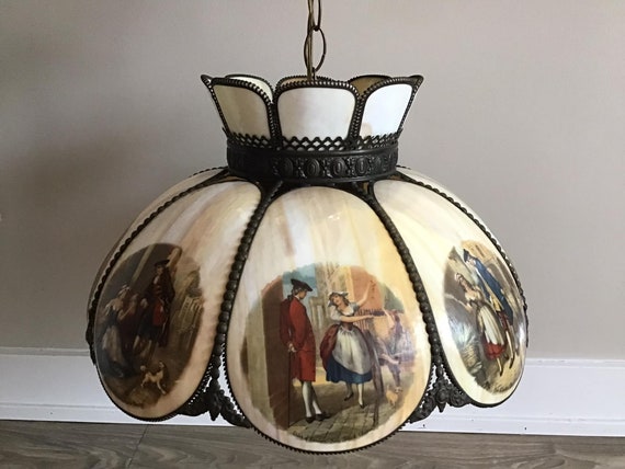 Vintage Swag Light Lamp Shade Ceiling Fixture Pendant Chandelier
