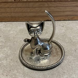 アンティーク猫 イギリス製 銀製 指貫 専用ケース付き