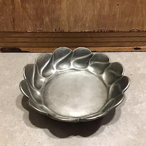Vintage or Antique Scalloped Edge Pewter Bowl