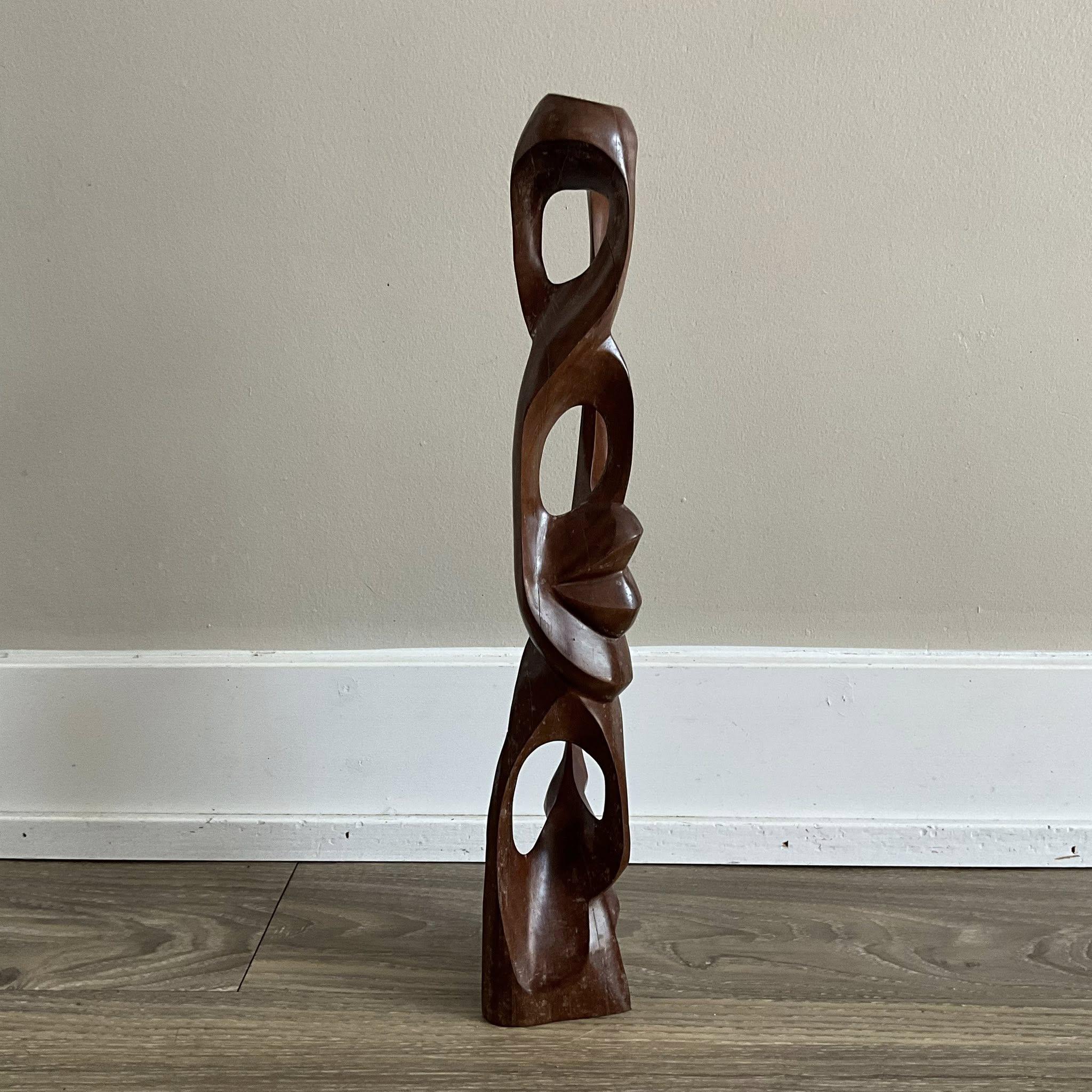 MCM モダニスト抽象バイオモルフィック木製フィギュア彫刻 高さ16.2