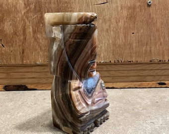 Vintage Mexican Aztec onyx carved stone Statue