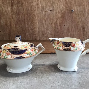 Vintage Myott Son & Co Corona Creamer and Sugar Bowl (Lidded) Made in England