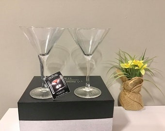 2 Martini or Cocktail Glasses in Box