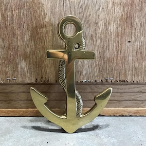 Vintage Brass Ship&#39;s Anchor Door Knocker