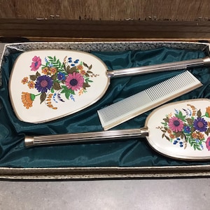 Vintage England vanity set Floral Design Made in England Vanity Bedroom Decor, Dressing Table Accessory