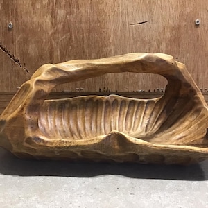 Vintage Schwarzwald, Black Forest, Wood Basket Bowl Hand Carved