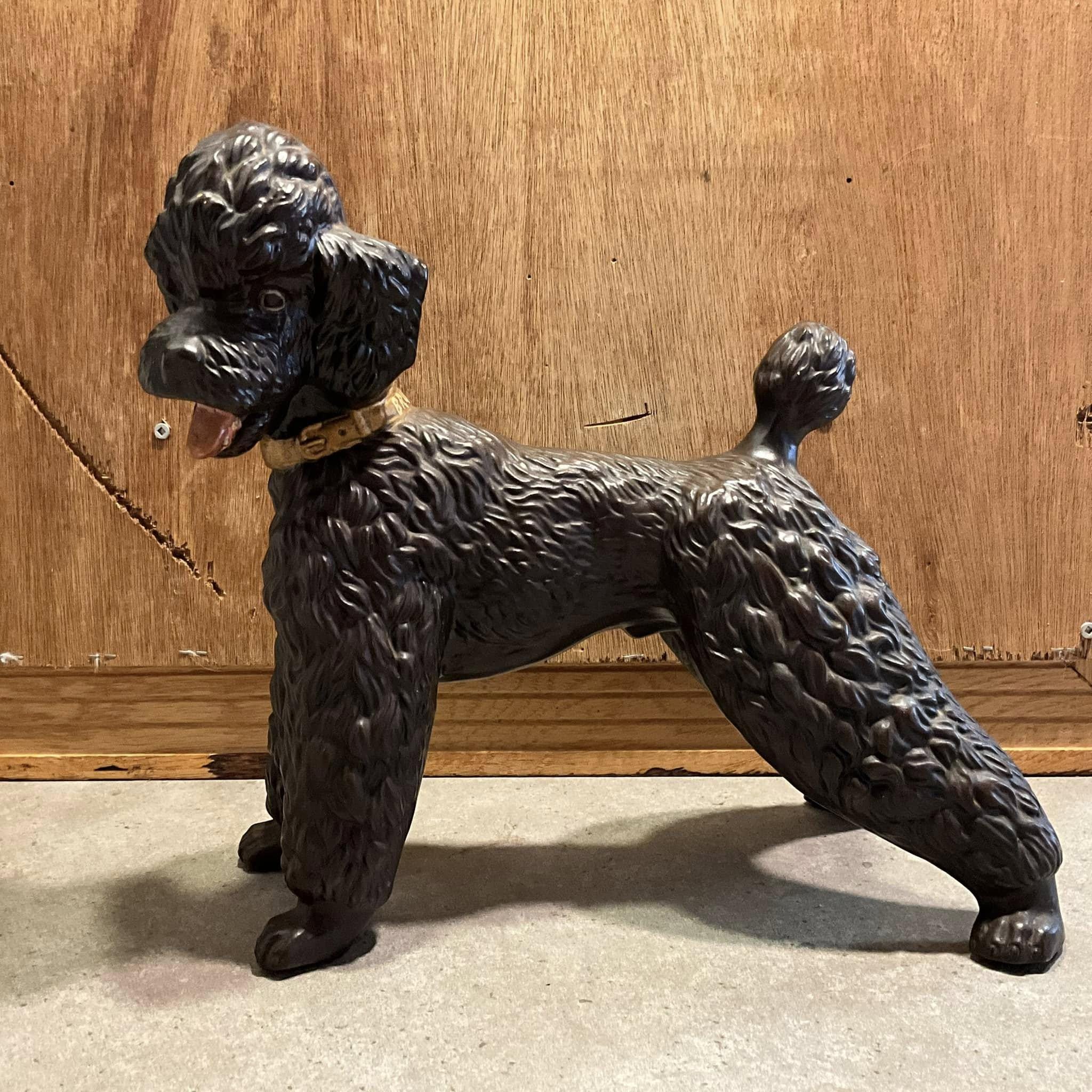 2006 Zodiac Figurine Poodle 置物 Vintage Ceramic Brown Poodle Dog Figurine 11.5