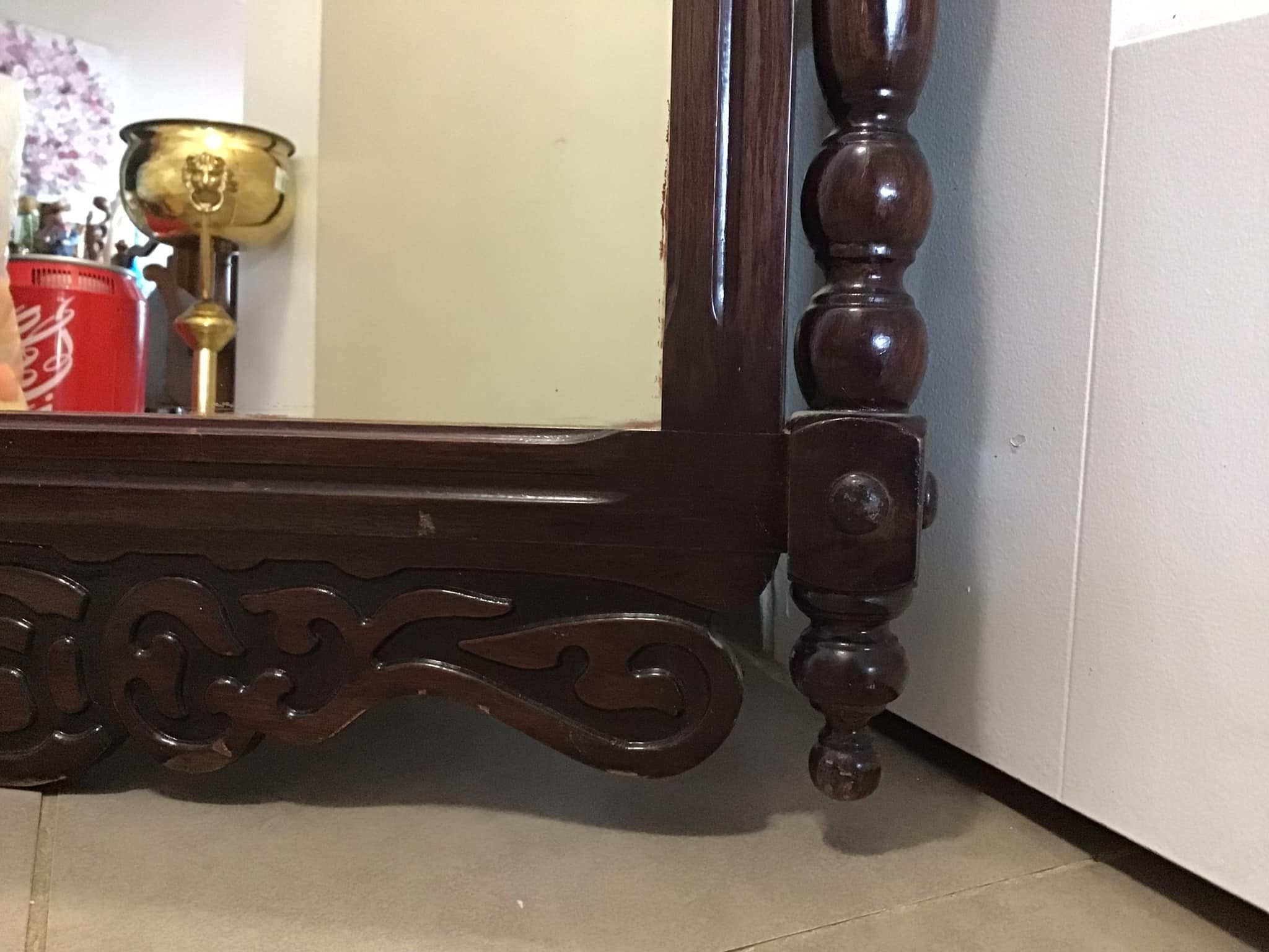 アンティーク木彫り壁掛けミラー - Etsy 日本