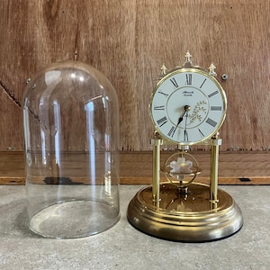 Vintage German Hermle Mantel Clock, Vintage Dome German Mantel Clock - Works Battery Operated