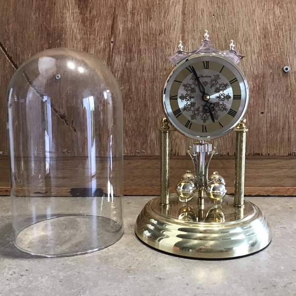 Vintage German Mantel Clock Dome Germany Clock, Glass Dome Clock, Vintage Clock