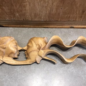 Wooden Romantic Vertical Sculpture Hand Carved ABSTRACT ART